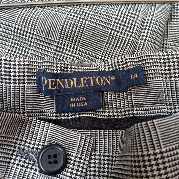 Pendleton Houndstooth Plaid Wool Trousers / Size 14 - Picture 8 of 8